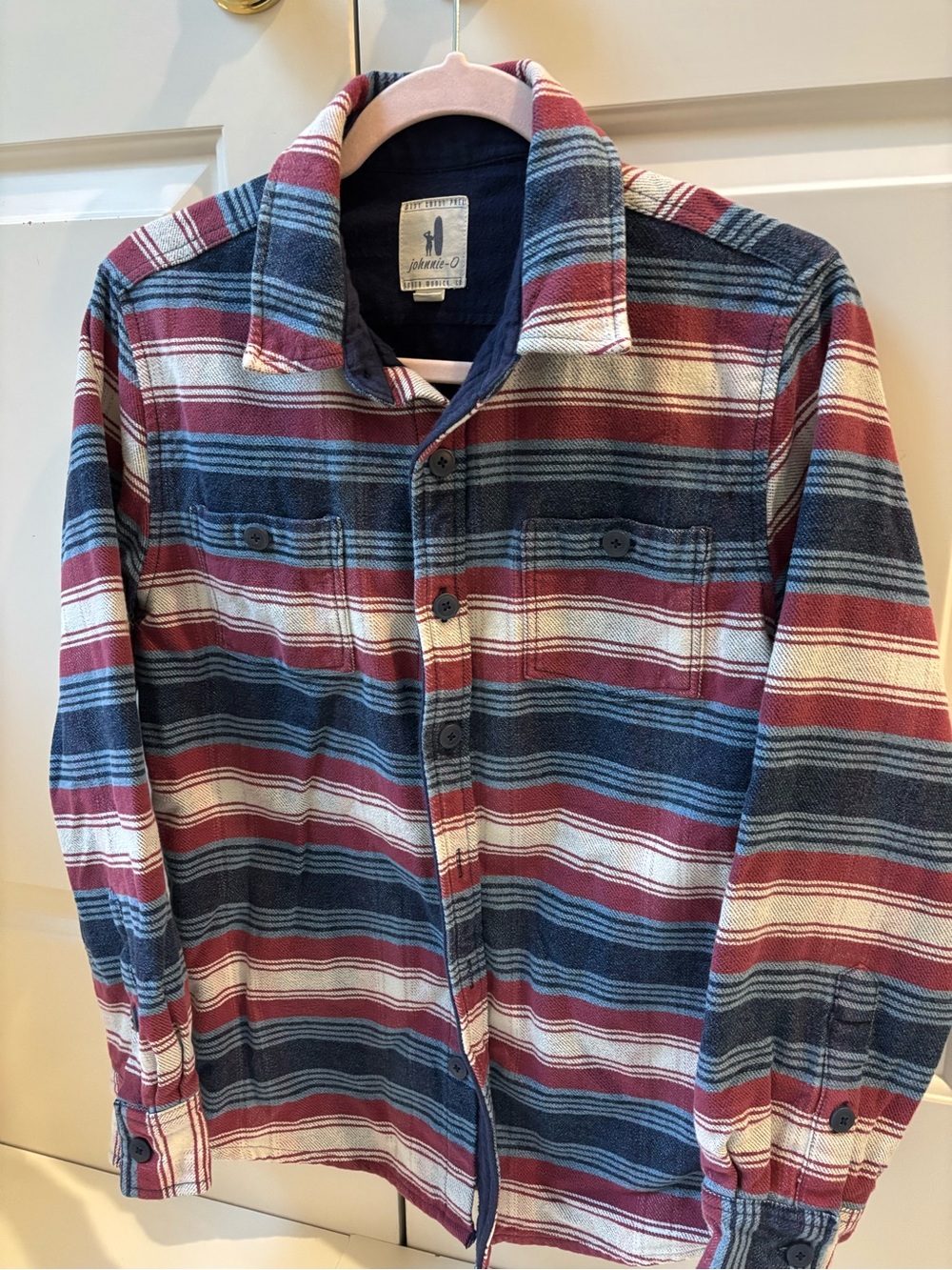 johnnie-O Navy, Red & Cream Striped Button-Down Shirt
